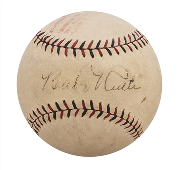 Babe Ruth Single Signed ONL Heydler Baseball (PSA/DNA)